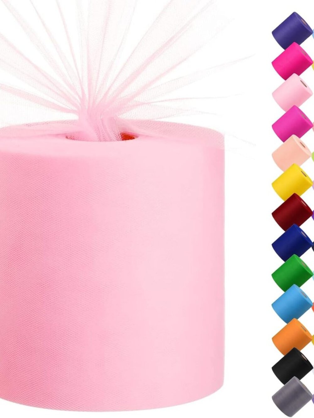Tulle Fabric Roll, 6” by 200 Yards Tulle RollLight Pink
